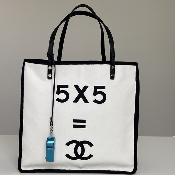 CHANEL, Bags, Chanel 5x5 Canvas Totebag 25